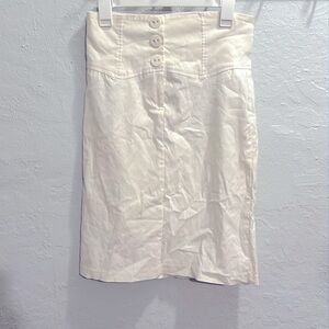 Wet Seal Stretchy White Heart Button Skirt- Size L